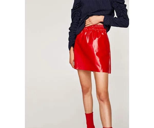 zara red mini skirt