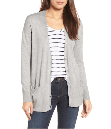 gray cardigan