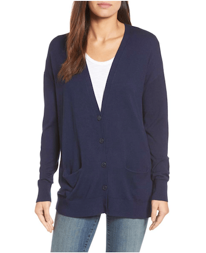 navy cardigan