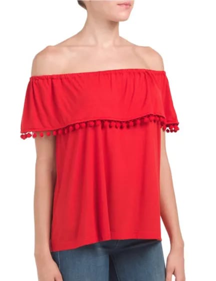 tj maxx red off the shoulder top