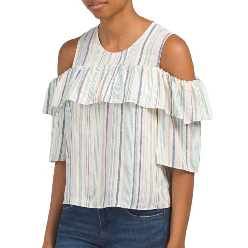 Eye-catching fashion finds at TJ Maxx store display.