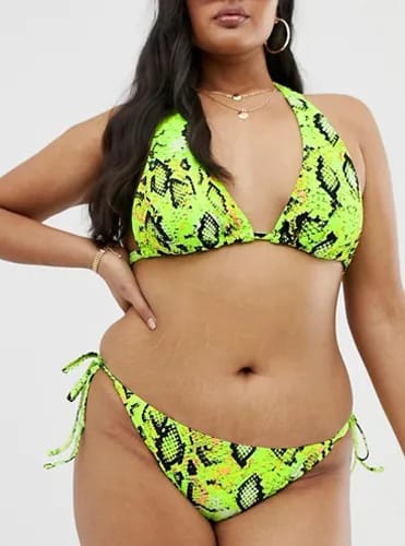 Neon snake print bikini set