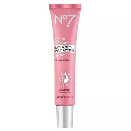 <h3>6. No7 Restore & Renew Multiaction Serum</h3> Face & Neck Multi Action Serum