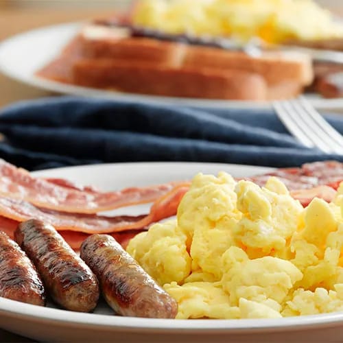 scrambled eggs and sausage