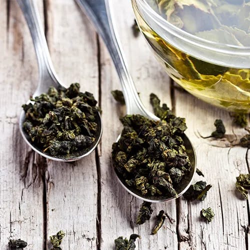 green tea leaves
