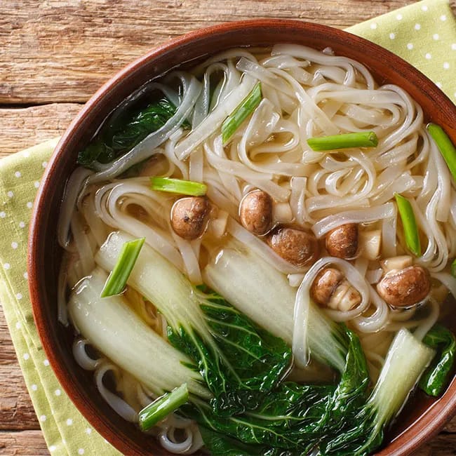 <h2>5. Bok Choy Miso Noodle Soup</h2> high protein healthy soup recipe ideas