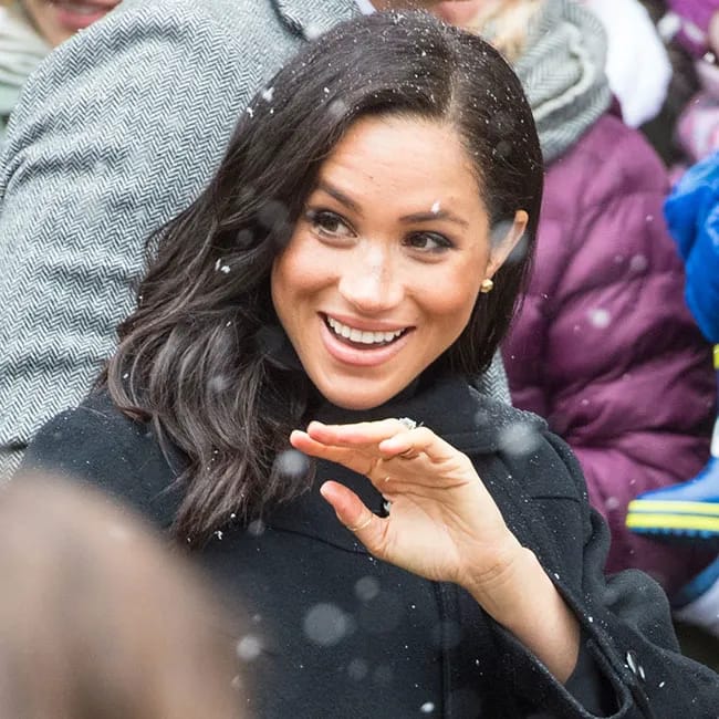 Meghan Markle surrounded by snowflakes