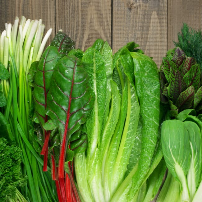 display of leafy greens