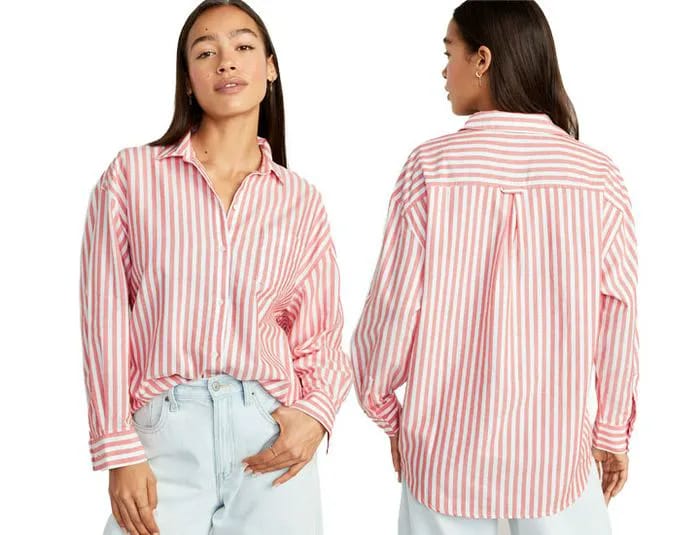 Old Navy striped Oxford boyfriend shirt