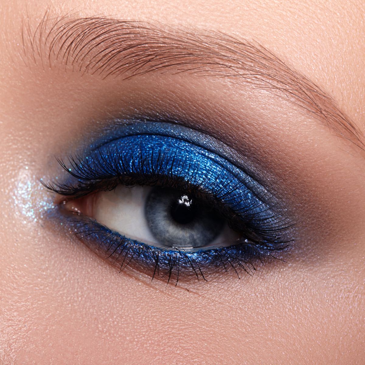 Shimmery eye shadow.