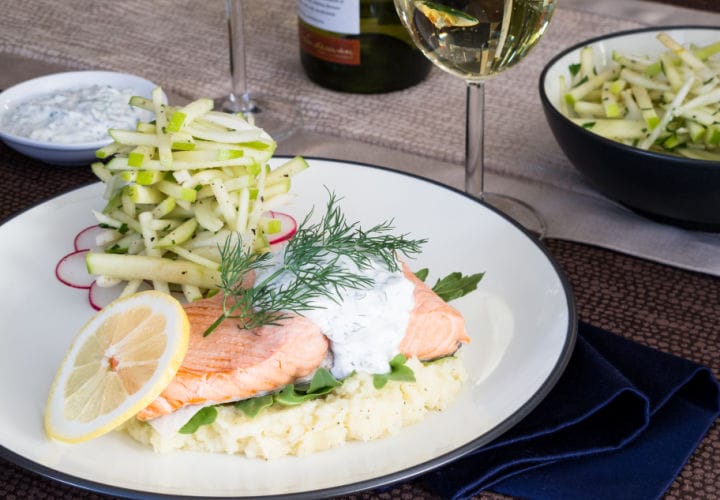 Salmon and apple plate.