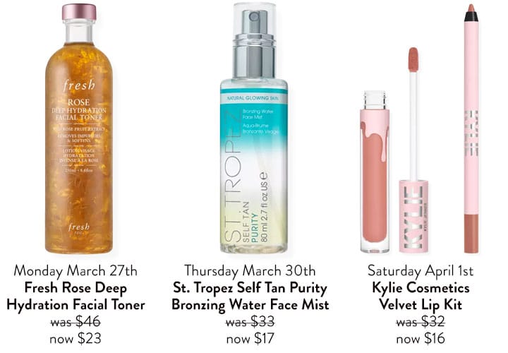 Ulta sale Fresh Rose Deep Hydration Facial Toner, St. Tropez Self Tan Purity Bronzing Water Face Mist, Kylie Cosmetics Velvet Lip Kit