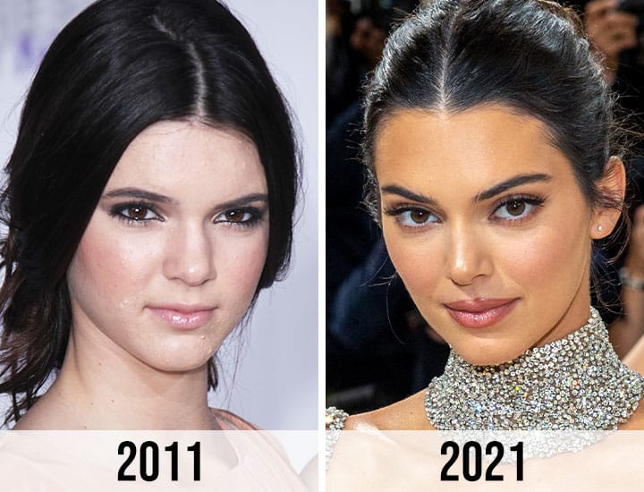 Kendall Jenner in 2011 vs 2021