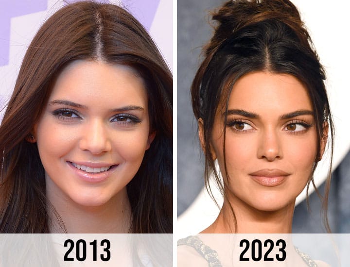 Kendall Jenner in 2013 vs 2023