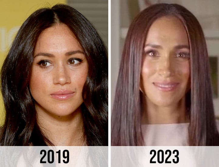 Meghan Markle 2019 compared to Meghan Markle 2023 TED Talk