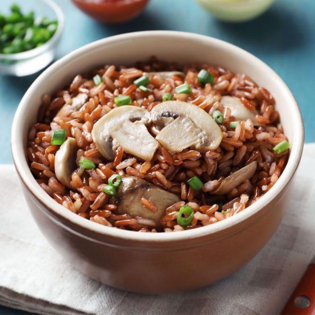 brown rice and mushrooms