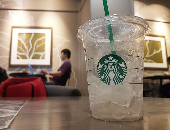 Empty Starbucks iced drink