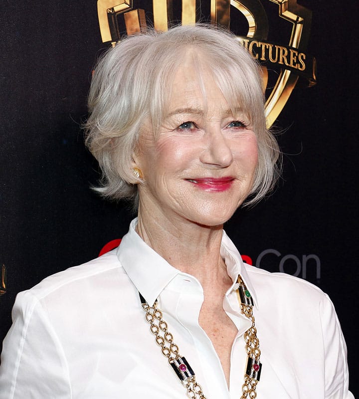 helen mirren red carpet bob wispy bangs chin-length red carpet