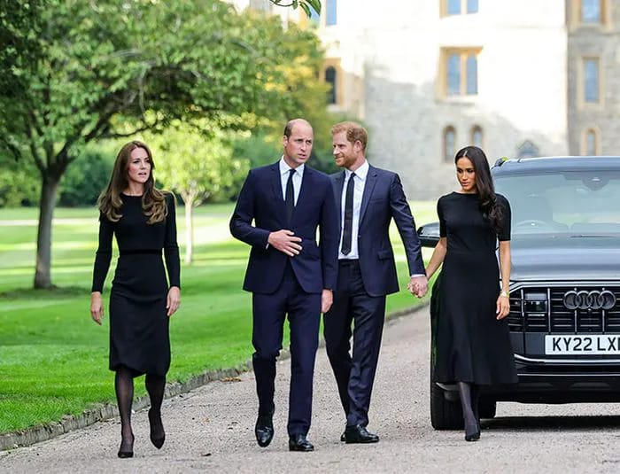 Kate Middleton Prince William Prince Harry Meghan Markle Windsor walkabout