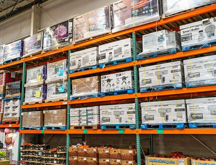 Costco orange shelves in aisles