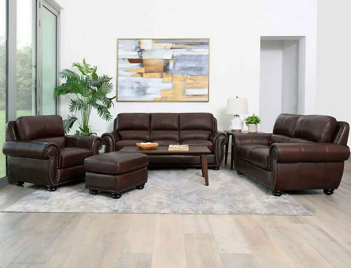 Costco Austin 4-piece top grain leather living room set