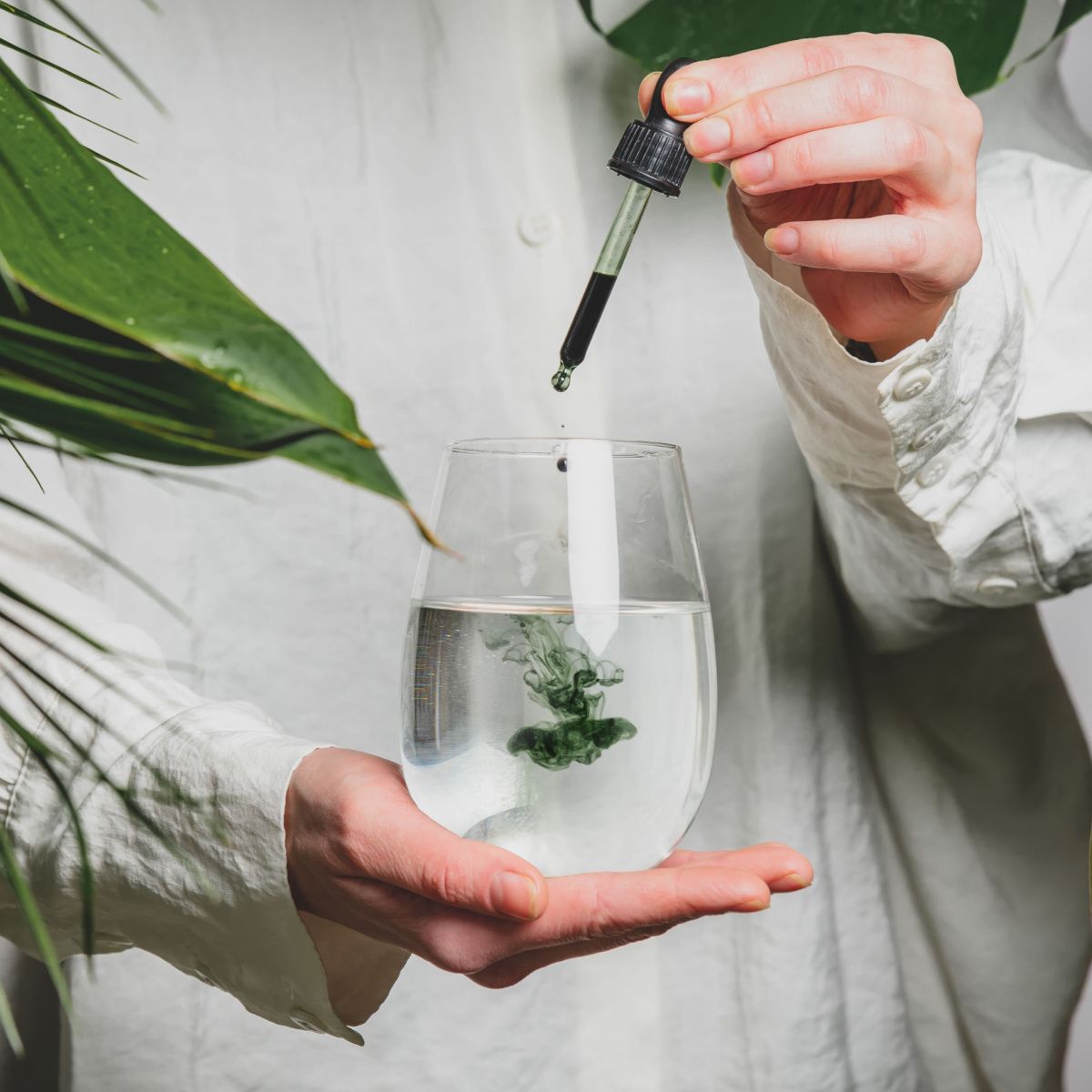 chlorophyll dropping into water