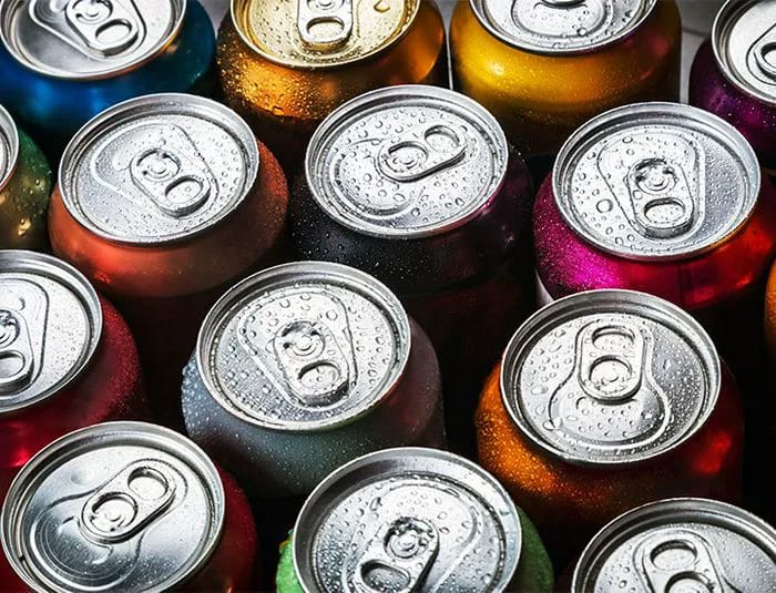 colorful cans of soda
