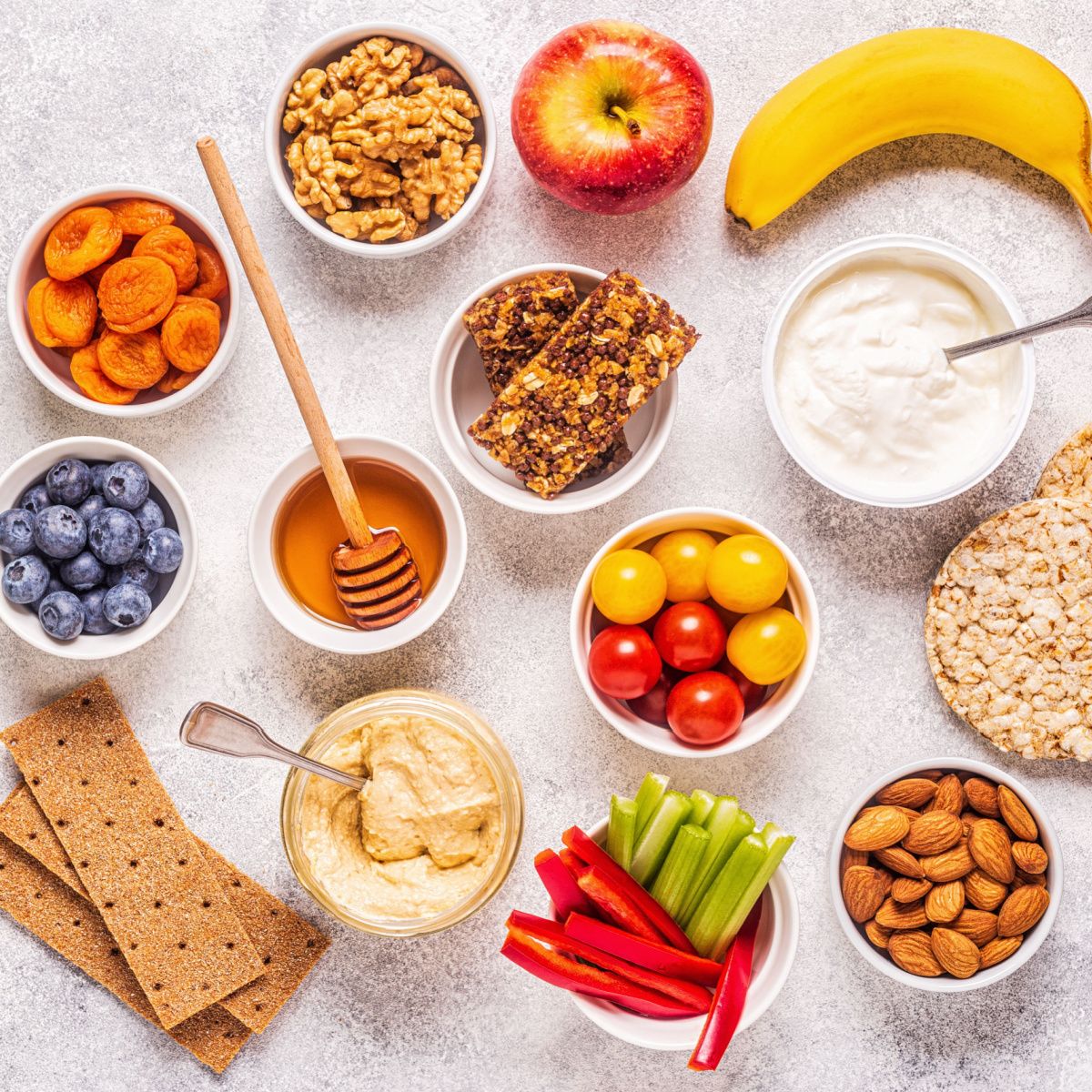 various healthy snacks