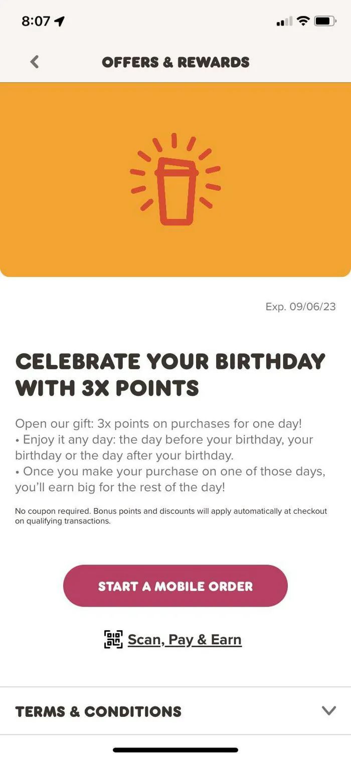 Dunkin birthday rewards