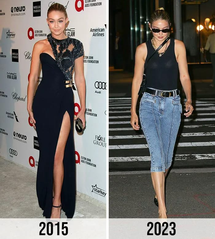 Gigi Hadid 2015 vs 2023