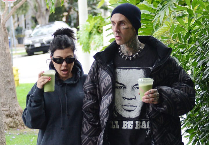 Kourtney Kardashian Travis Barker going for a walk