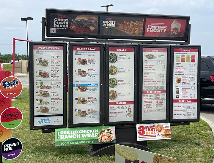 Wendy's outside drive thru menu