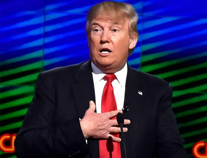 Donald Trump aghast red tie