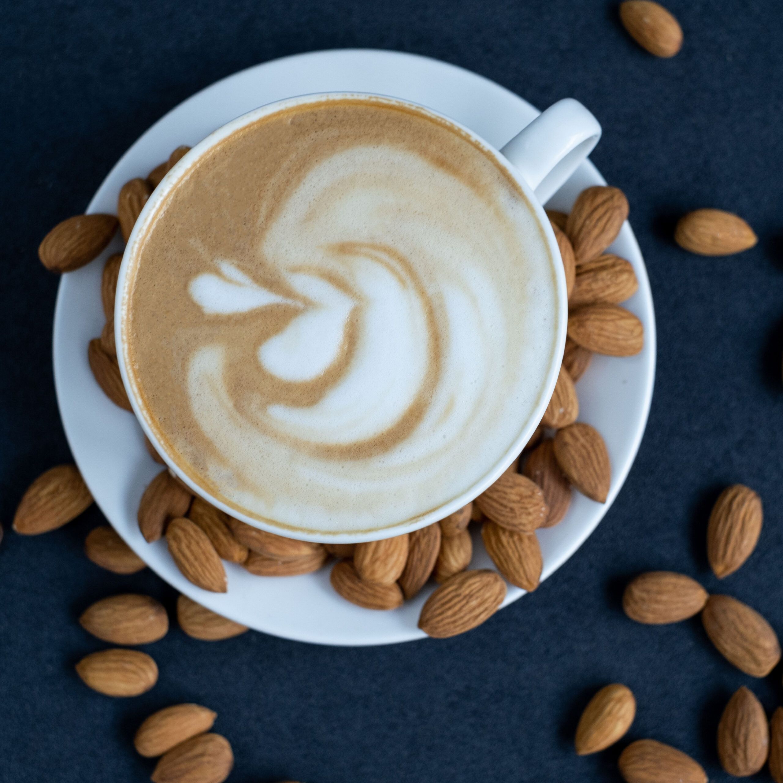 cup of coffee with almond milk