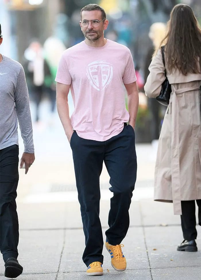 bradley cooper wearing gigi hadid's adidas sneakers