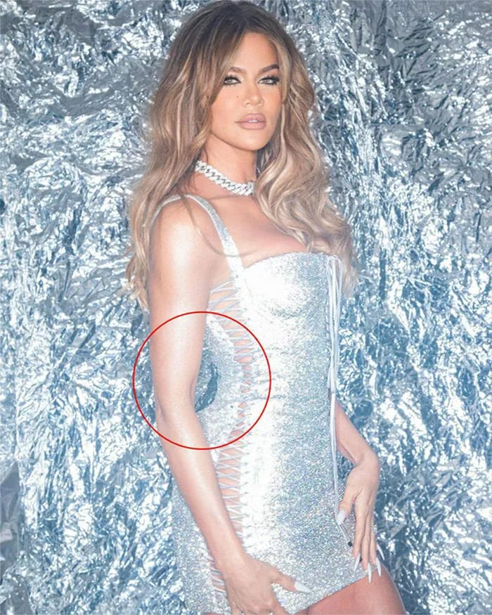 Khloe Kardashian sequin dress Instagram Photoshop fail