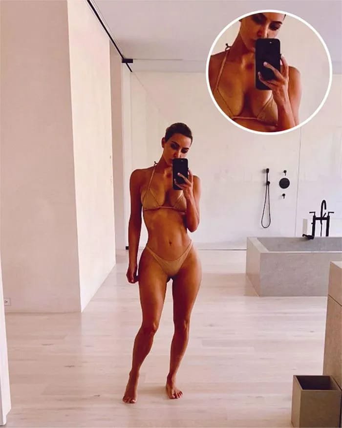 Kim Kardashian Instagram mirror selfie Photoshop fail