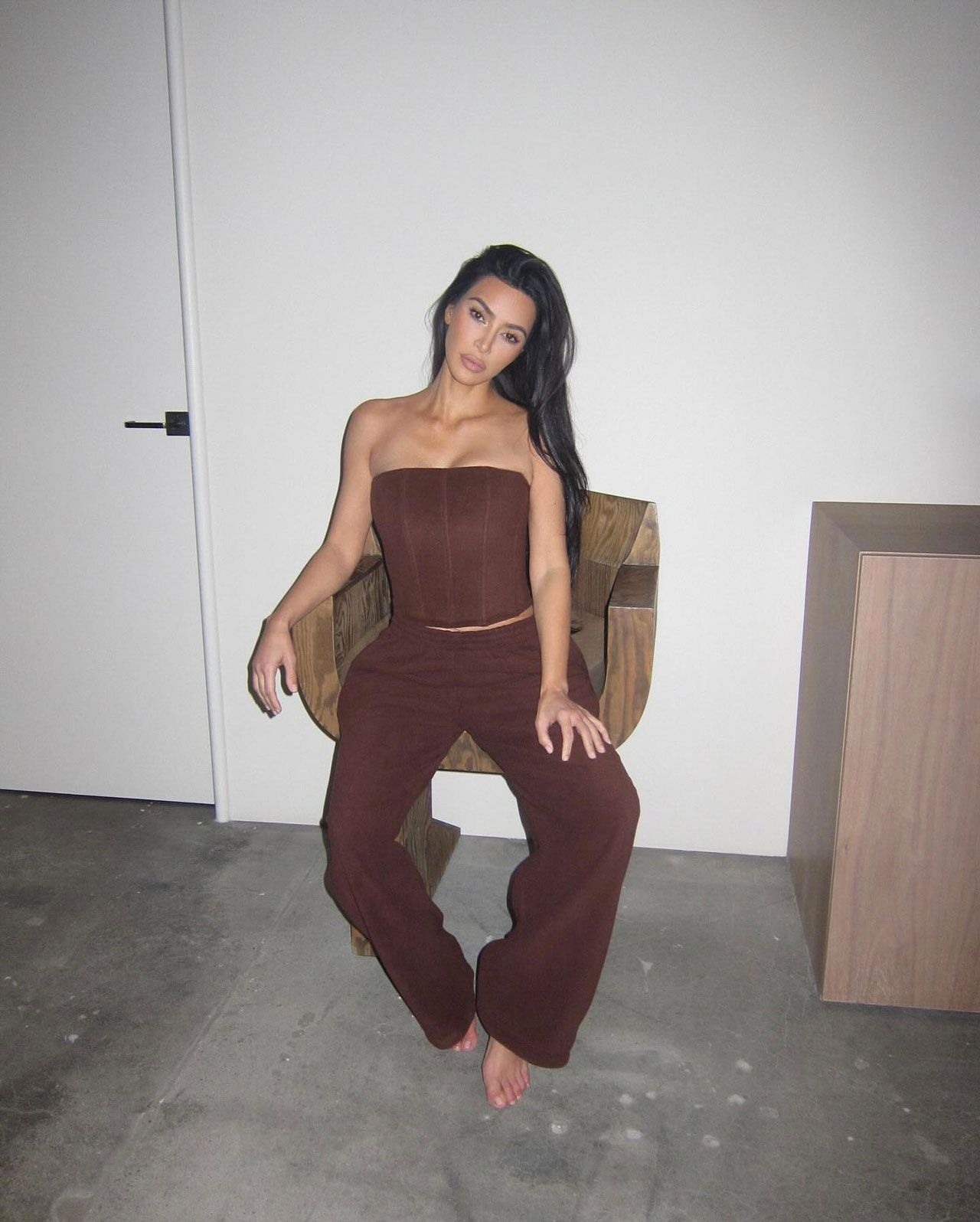 Kim Kardashian espresso Skims outfit Instagram