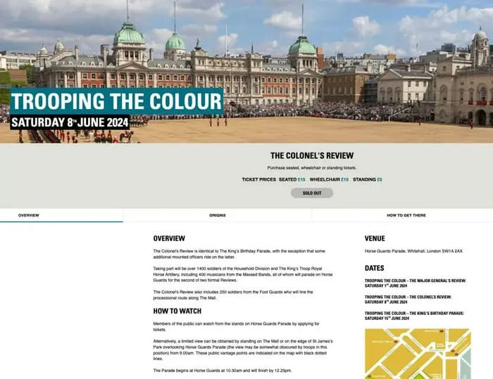 The British Army website trooping the color