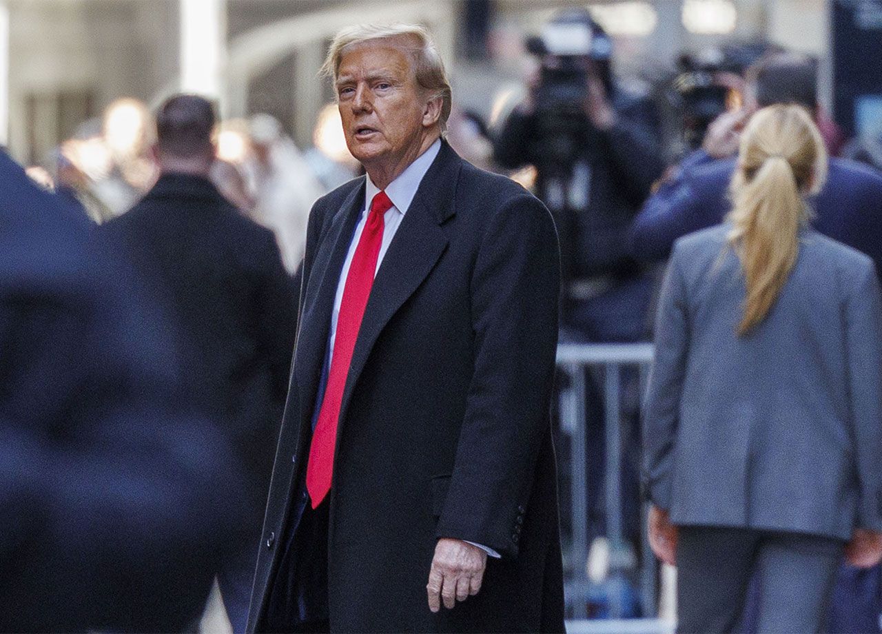 Donald Trump after a press conference hush money criminal case