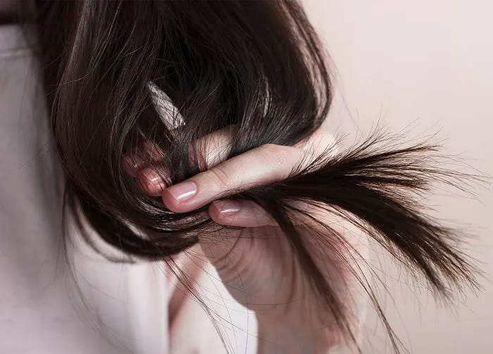 long hair with damaged split ends