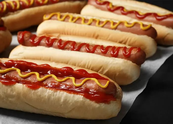 hot dogs with ketchup and mustard