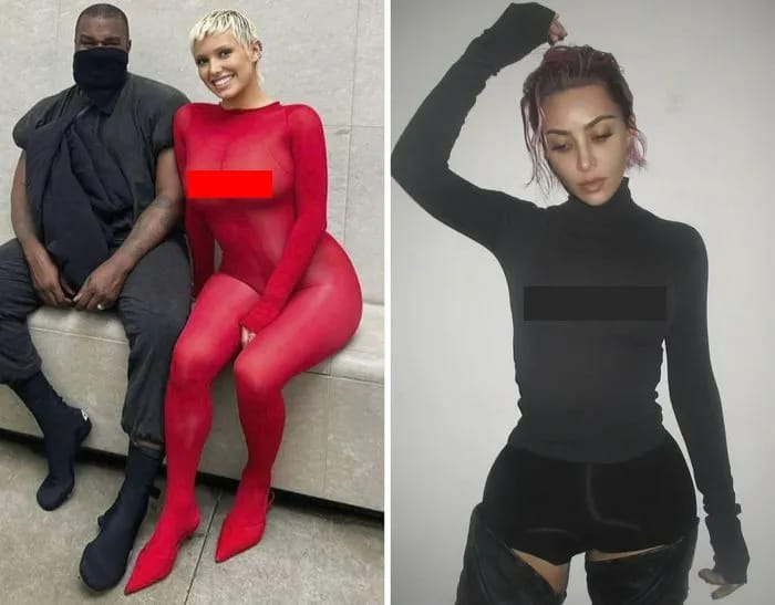 Kim Kardashian Bianca Censori short hair long sleeve outfits