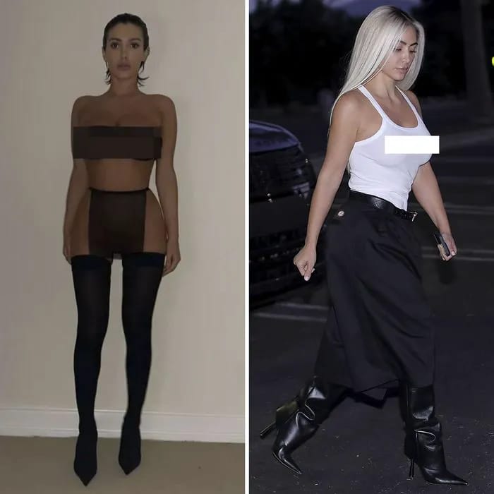 Kim Kardashian Bianca Censori sheer outfits