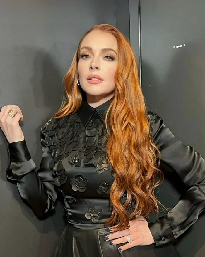 Lindsay Lohan black dress