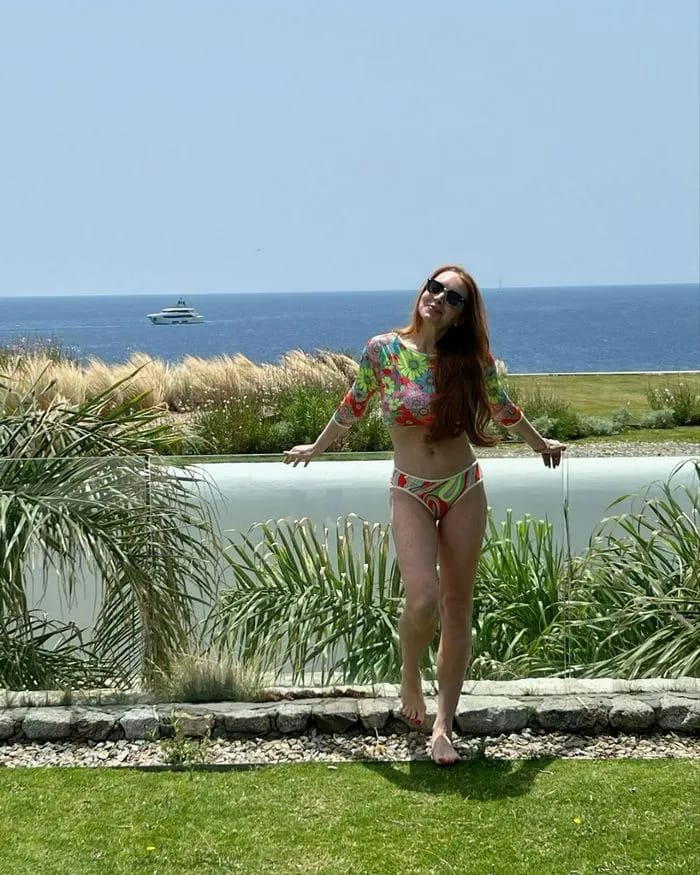 Lindsay Lohan floral bikini