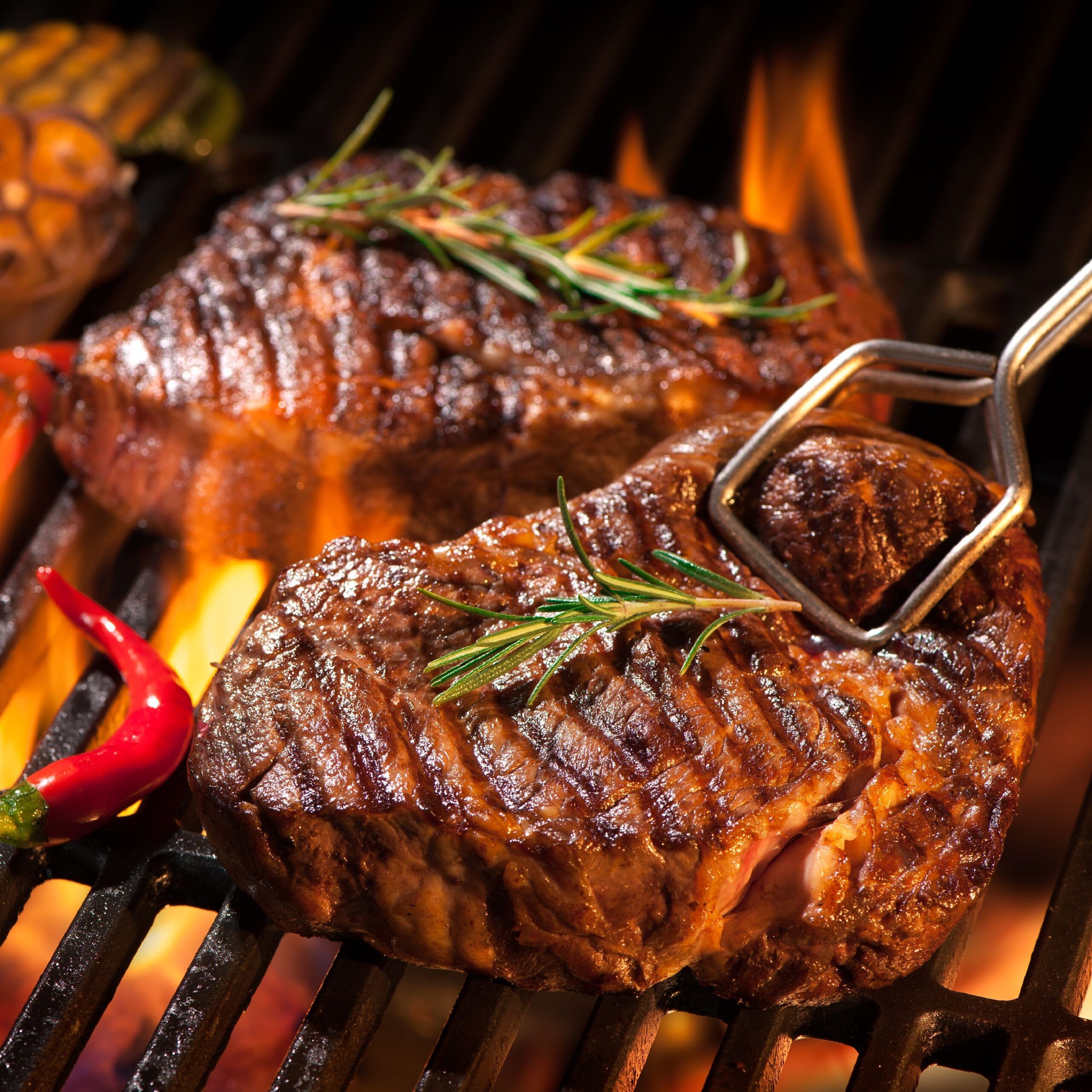 steak on grill