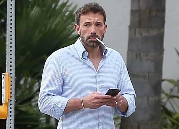 Ben Affleck going for a walk with a cigarette in LA