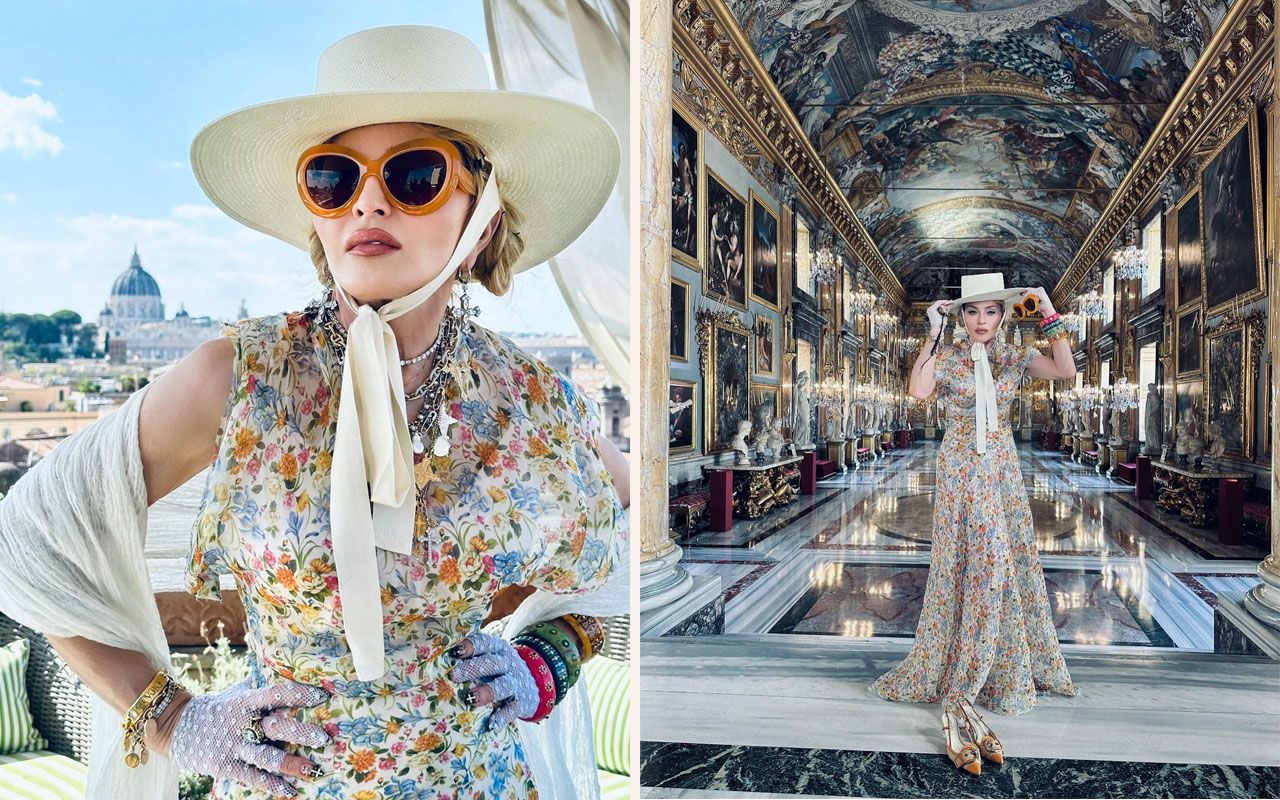 Madonna floral dress in Rome on Instagram