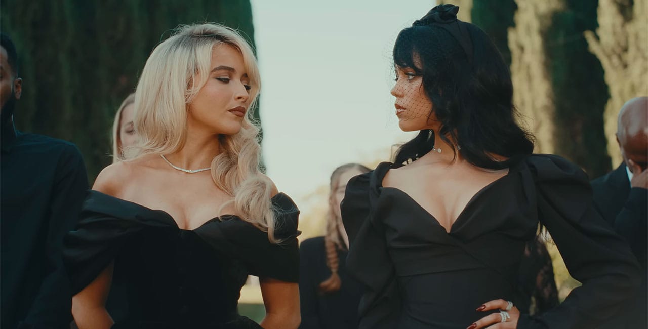 Sabrina Carpenter And Jenna Ortega Match In Black Gowns For 'Taste' Music Video As Fans React: 'Two Queens' - SHEfinds Sabrina Carpenter And Jenna Ortega Match In Black Gowns For 'Taste' Music Video As Fans React: 'Two Queens' - SHEfinds